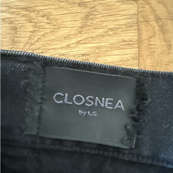 Closnea Jeans Fringed Shredded Wide Leg Size L Black - Picture 3 of 5